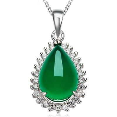 DELIS Медальон от сребро 925, jw1291, елегантен дизайн със зелен камък, с родиево покритие (jw1291)