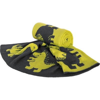 SCANquilt pletený pléd DESIGN dětský dino šedozelená dětský