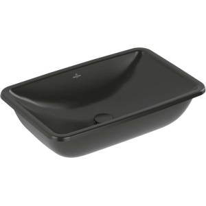 Villeroy & Boch Loop&Friends - Умивалник, 68x45 см, без преливник, без отвор за смесител, CeramicPlus, Pure Black 4A5801R7 (4A5801R7)