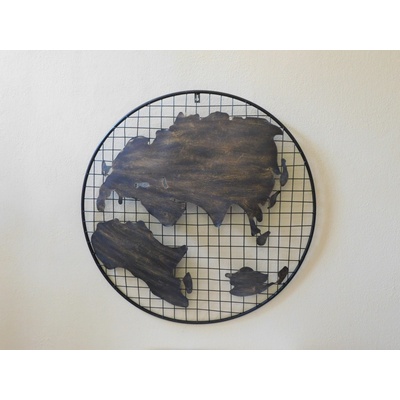 KOVOVÁ NÁSTĚNNÁ DEKORACE - MAPA SVĚTA