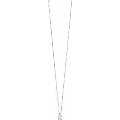 LUCA BARRA Steel Light Point Necklace With White Crystal