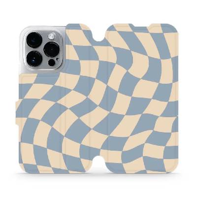 Flipové pouzdro Mobiwear - Apple iPhone 14 Pro - VA59S Modrá a béžová šachovnice (Knížkové flip pouzdro, obal, kryt na mobil Apple iPhone 14 Pro - VA59S Modrá a béžová šachovnice, materiál Umělá kůže