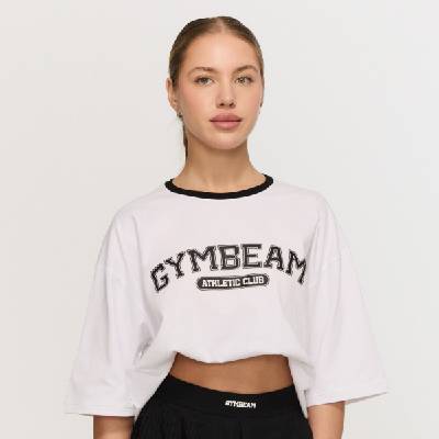 GymBeam Дамска овърсайз тениска Varsity White M