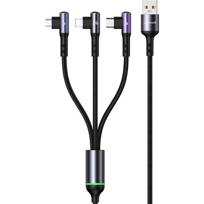 STABLECAM 3v1 pravoúhlý 66W rychlý nabíjecí a datový kabel L + C + M