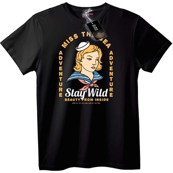 NOONEBRAND Тениска Остани див Моряшко приключение - 7XL, Black