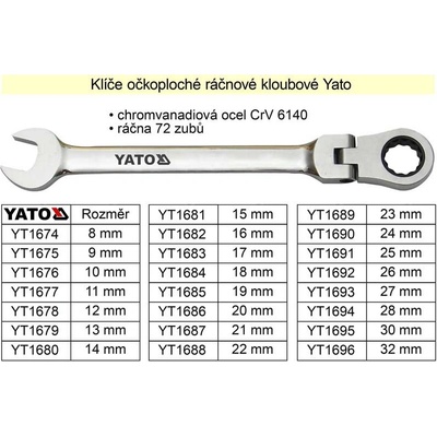 Yato klíč očkoplochý ráčnový 7 mm YT-01907