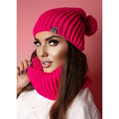 Fashionweek dámský zimní set čepice + šála komin NB1027 Amarant