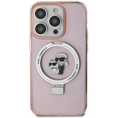 KARL LAGERFELD Кейс Karl Lagerfeld Ring Stand Karl&Choupette MagSafe за iPhone 15 Plus, розов