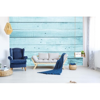 DIMEX ART s. r. o Самозалепваща се флизелинова фототапета стари сини дъски 375 x 250 см