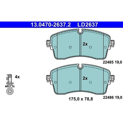 Sada brzdových platničiek kotúčovej brzdy ATE Ceramic 13.0470-2637.2