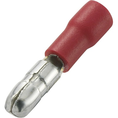TRU COMPONENTS 1572193 guľatý faston 0.50 mm² 1 mm² Ø pin: 4 mm čiastočne izolované červená 100 ks