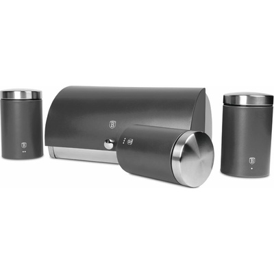 Chlebník s 3 dielnou sadou dóz na potraviny Berlingerhaus Anthracite Collection BH-6738
