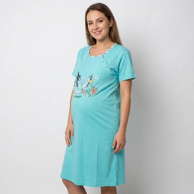 Нощница за кърмачки в ментово зелено с щъркел