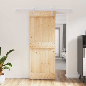 vidaXL Преплъзваща се врата 80 x 210 cm Естествено и бяло (3444934)