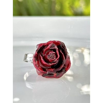 Meganflo Пръстен "Нежна триизмерна роза бордо