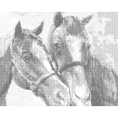 ZUTY Bodkovanie - DVA HNEDÉ KONE Rámovanie: vypnuté plátno na rám, Rozmer: 40x50 cm
