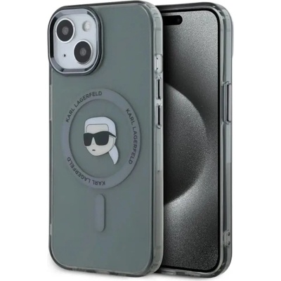 KARL LAGERFELD KLHMP15SHLSKIK iPhone 15 6.1" черен/черен твърд калъф IML Metal Karl Head MagSafe (3666339284466)