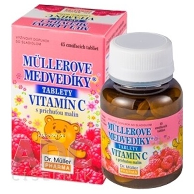 Dr. Müller Pharma Müllerove medvedíky vitamín C čierne ribezle 45 tabliet