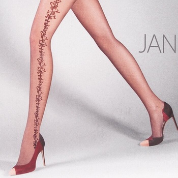 Стилен черен чорапогащник с нежни цветя - 20 den