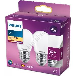 Philips Комплект от 2 LED крушки Philips P45 E27/2, 2W/230V 2700K (P7667)