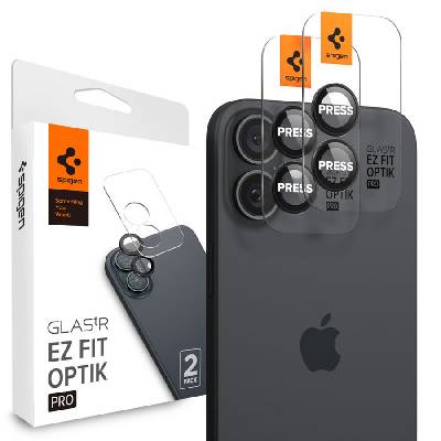 2 х Протектори за лещи на iPhone 16 / 16 Plus от Spigen Optic Pro Glas. Tr EZ FIT 2-Pack - Черен (8809971228633)