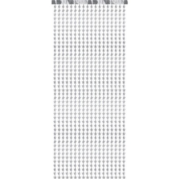 PartyDeco Парти Завеса на Звезди, Сребърно, 100x245см