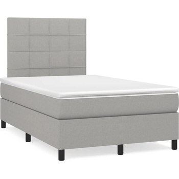 vidaXL Боксспринг легло с матрак, светлосиво, 120x190 см, плат (3269881)