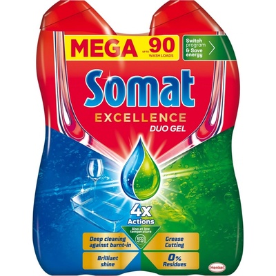 Somat Excellence Duo gel do myčky proti mastnotě 90 dávek 2 x 810 ml – Zbozi.Blesk.cz