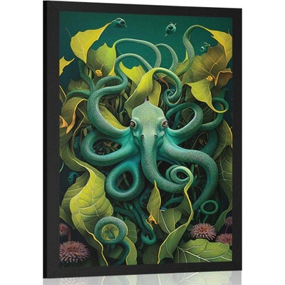 Plakát surrealistická chobotnice - 30x45 silver