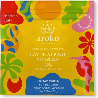 Aroko chocolate 55% mléčná Latte alpino Venezuela 50 g