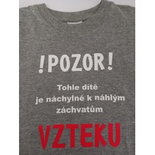 Tričko POZOR šedá