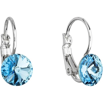 Swarovski Elements Rivoli vlepený krystal Dětské Ocelové náušnice visací modré kulaté 51031.3 Aquamarine modrá světlá azurová nebeská