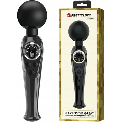 Вибриращ масажор, LCD дисплей - Skyler Wand Black (D-237397)