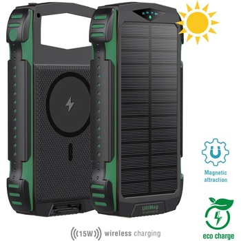4smarts Solar Power Bank Rugged TitanPack Ultimag 20000mAh - соларна удароустойчива външна батерия с 5xUSB изхода, компас и фенер (черен-зелен)