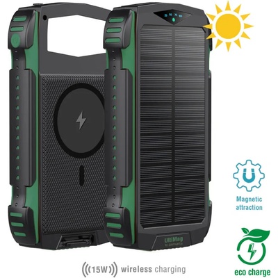 4smarts Solar Power Bank Rugged TitanPack Ultimag 20000mAh - соларна удароустойчива външна батерия с 5xUSB изхода, компас и фенер (черен-зелен)