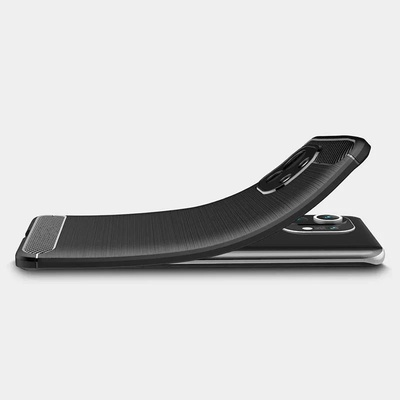 Forcell Противоударен Силиконов Калъф за Xiaomi Mi 11, Forcell Carbon Case, Черен (5903396107337)