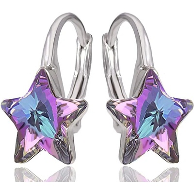 Swarovski Elements star Dětské stříbrné visací fialové hvězdičky 31227.5 Vitrail Light růžová fialová tyrkysová duhová