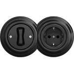 Kliklap - Ретро еднополюсен ключ № 1 и SCHUKO контакт 230 V с черна рамка (KA0017E)