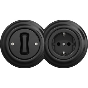 Kliklap - Ретро еднополюсен ключ № 1 и SCHUKO контакт 230 V с черна рамка (KA0017E)