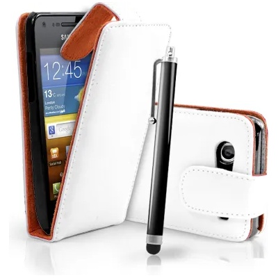 Samsung I9070 Galaxy S Advance Flip Калъф Бял + Протектор