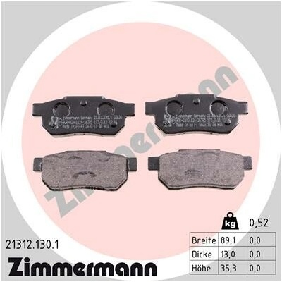 Sada brzdových destiček, vždy 4 kusy v sadě ZIMMERMANN 21312.130.1 (213121301)