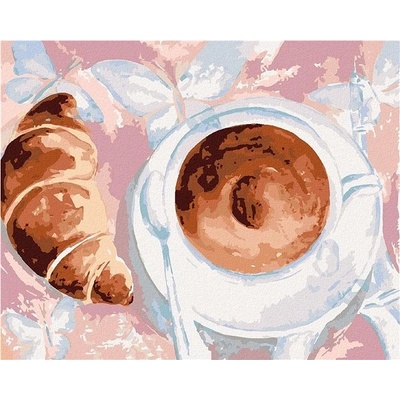 zuty Malování Podle Čísel Káva A Croissant V Paříži 80 x 100 Cm Plátno Rám