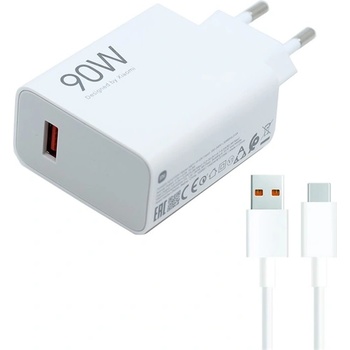 Xiaomi HYPERCHARGE COMBO Променливотоково зарядно устройство с USB гнездо 90W, бързо зарядно устройство + кабел Type-C, БЯЛО MDY-15-EK_TYPE-C (MDY-15-EK_TYPE-C)