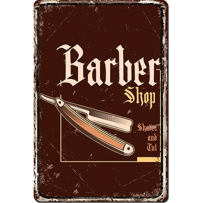 BDS reklamná tabuľka hnedá Shaves and Cut 30x40cm
