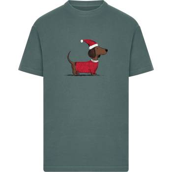 Mister Tee Тениска Christmas Dackel Tee bottlegreen XXLUB-MT4074-02245 - Черен, размер 5XL