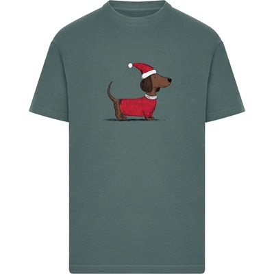 Mister Tee Тениска Christmas Dackel Tee bottlegreen XXLUB-MT4074-02245 - Черен, размер 5XL