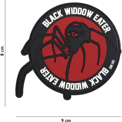 Gumová nášivka 101 Inc nápis Black Widdow Eater - červená