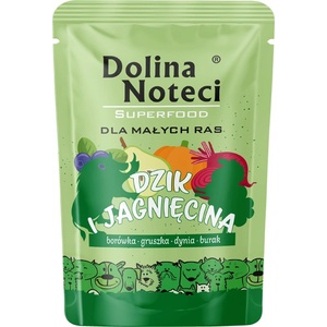 Dolina Noteci Superfood - мокра храна за кучета от малки породи с дивеч и агнешко месо, 100 г