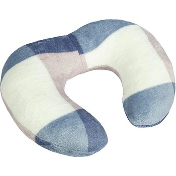 Bellatex Cestovný vankúšik podkova Korall 24/120 modrá kocka 30x35