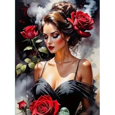 Norimpex - Puzzle Diamant painting: Woman with roses 30x40cm - 1 - 39 piese
